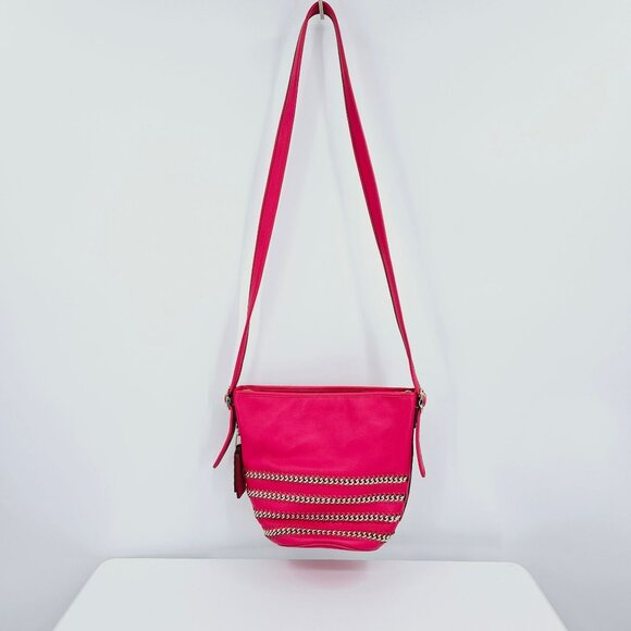 Coach Whiplash Mini Duffel Bag Hot Pink Gold Metallic Stitching Crossbody Strap - Picture 12 of 13